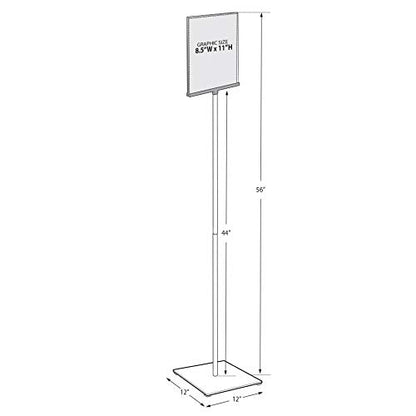 Azar Displays 300863 8.5" W x 11" H Double-Sided Frame Sign Holder Stand - with Non-Adjustable Pole, Sign Stand with Base - Indoor & Outdoor Sign Holder for Hotels, Restaurants Poster Holder