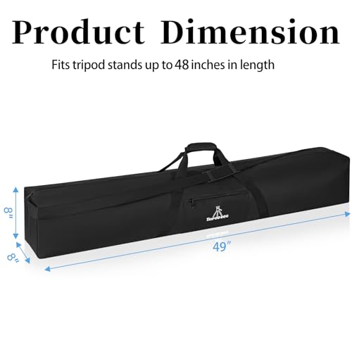TORIBIO Tripod Carrying Case, 49x8x8in Heavy Duty Tripod Bag with Shoulder Straps and Handles, Multifunctional Monopod Case for Music Stand, Lights, Speakers, Cameras, Booms, Microphone Stands - size: 49 x 8 x 8 in
