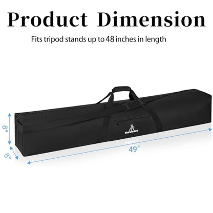 TORIBIO Tripod Carrying Case, 49x8x8in Heavy Duty Tripod Bag with Shoulder Straps and Handles, Multifunctional Monopod Case for Music Stand, Lights, Speakers, Cameras, Booms, Microphone Stands - size: 49 x 8 x 8 in