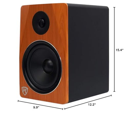 Rockville APM8C 8" 2-Way 500W Active/Powered USB Studio Monitor Speakers Pair | 400W Peak / 200W RMS, Class D Amp, RCA In/Out, Crossover/Phase/Volume Control, Front Port, MDF Enclosure, Auto Power - color: Cherry