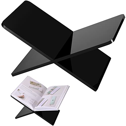 Acrylic Book Stand 11 x 7 x 6 in Large Open Book Display Stand | Acrylic Book Holder for Coffee Table Books, Cookbooks, Recipes, Bibles & Magazines - Book Display Stand for Home Decor - color: Black, size: Standard