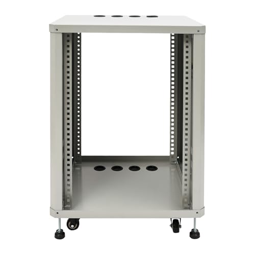 15U Network & Audio Rack with Feet & Wheels, Component Rack Cabinet Recording Studio Racks with Side Panels, Universal Network Server Case