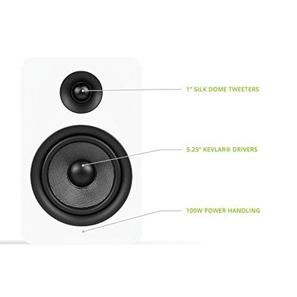 Kanto YU Passive 5.25" Passive Bookshelf Speakers with 1" Silk Dome Tweeter | External Amplifier Required | Pair | Matte White - color: White, size: 5.25" Woofer - 5 Ohm - 100 Watts Per Speaker