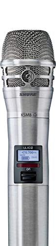 Shure ULXD2/K8N Handheld Transmitter with KSM8 Brushed Nickel Vocal Mic Capsule - for use with ULX-D Digital Wireless Microphone Systems, Receiver Sold Separately | G50 Band (ULXD2/K8N=-G50) - color: Brushed Nickel, style: G50 Band (470 – 534 MHz)