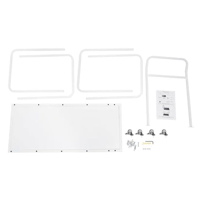Carton Cart Stand, Carton Storage Rack with Caster Wheels & 4 Removable Divider Posts, Heavy Duty Cardboard Organizer Metal Cardboard Box Stand for Studio Supermarket Garage Warehouse Shop (White)