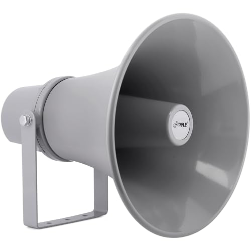 Pyle Indoor Outdoor PA Horn Speaker-11 Inch 30-Watt Power Compact Loud Sound Megaphone w/400Hz-5KHz Frequency,8 Ohm,70V Transformer,Mounting Bracket,For 70V Audio System-Pyle PHSP121T - style: Speaker