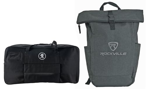 Mackie THRASH212 Bundle: Carry Case for THRASH 212 12 Inch PA DJ Speaker with RPAK Charcoal Durable Backpack with Padded 15 Inch Laptop Pocket and Adjustable Straps, 2-Items