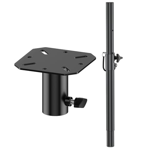 Height Adjustable 35mm Speaker Pole Mount and Speaker Stand Mounting Plate for Standard 35mm Speaker Pole