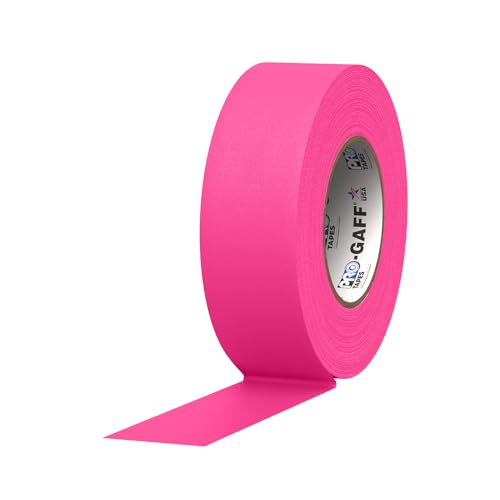 ProTapes Pro Gaff Premium Matte Cloth Gaffer's Tape with Rubber Adhesive, 50 yds Length x 2" Width, Fluorescent Pink (Pack of 1) - size: 2" x 50 yds (Pack of 1), style: functional
