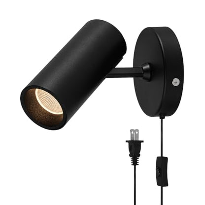 Aisilan LED Spotlight Uplighting Indoor, Plug in Wall Scones Accent Ceiling Spot Light Up Light Fixture for Plant Art Picture Gallery Paintings, CRI 97, 3000K, 12W, Black, 1 Pack - color: Black-Plug