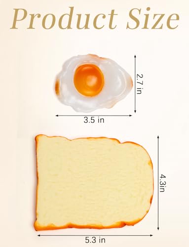 6 PCS Artificial Bread and Fried Egg Simulated Toast Faux Egg | Realistic Fake Prop Food Home Kitchen Party Decoration Display Photography Props