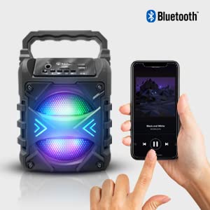 Top Tech Jet-4 Bluetooth Speaker, 400W, 4" Woofer, Rich Bass, 6hr Playtime, Disco Lights, Karaoke Mode, TWS, 100ft Range, USB, TF, Mic Input, Portable Speaker (Black) - color: Black