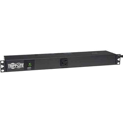 Eaton Tripp Lite PDUMH15 1U Rack Mount PDU Metered Power Strip with Amp Reader, 13 Outlets, 1440W, 12A / 120V, 15ft Cord, 15A Breaker, Rackmount Power Distribution for Server Rack, 2-Year Warranty - style: 15 Amps