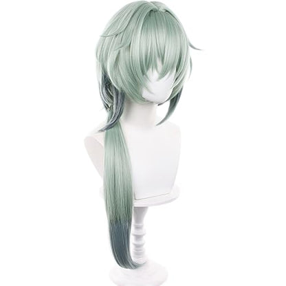 Anime Green Wig Long Straight Wig with Ponytail and Bangs Adult COS Game Cosplay Wigs Naxa Halloween,Christmas,Comic con,Game Show,Party - color: Deep Green