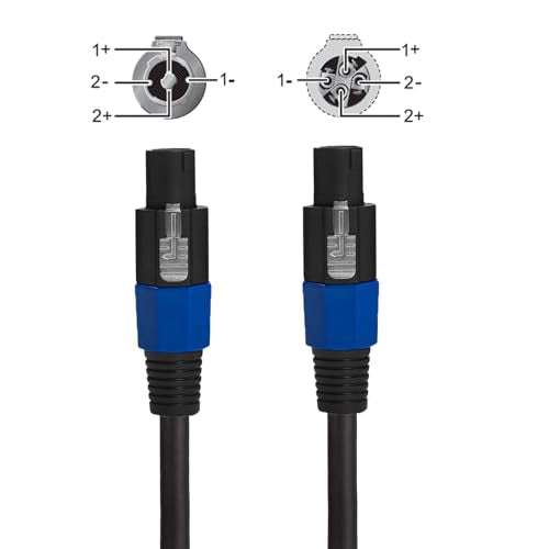 Professional 12 Gauge 100 Feet Speakon to Speakon Cables - 12AWG 100ft DJ/PA SpeakON Cords AMP Audio Wires - 2 Pack | Heavy duty, oxygen-free copper, low resistance, no signal loss, fit speaker, subwoofer, amplifier, audio system - size: 100 Feet