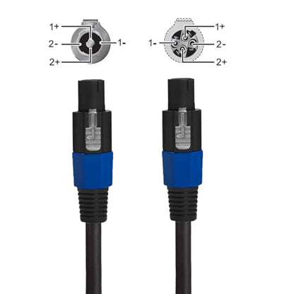Professional 12 Gauge 100 Feet Speakon to Speakon Cables - 12AWG 100ft DJ/PA SpeakON Cords AMP Audio Wires - 2 Pack | Heavy duty, oxygen-free copper, low resistance, no signal loss, fit speaker, subwoofer, amplifier, audio system - size: 100 Feet