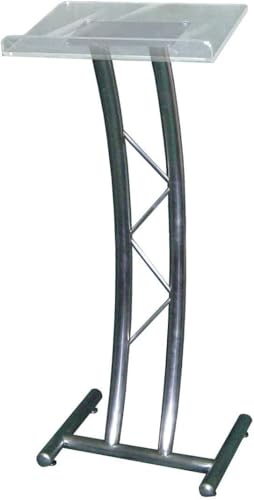 Kingdom Curved Metal Lectern with Acrylic Top Stainless Steel Lectern Body and Clear Acrylic Top - Striking and Elegant for All Spaces - size: Design 17