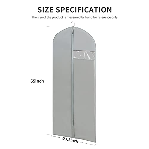 Dress Bags for Gowns Long, 65'' Long Dress Clear Garment Bag(Set of 4, 23.3'' X 65'') | Transparent window , Easy to identify - size: Set of 4(23.3" x 65") Gray