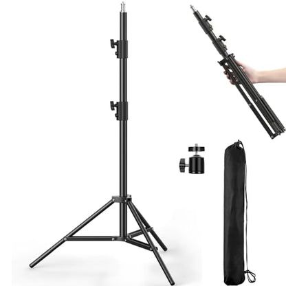 Photography Light Stand, 110"/9.2ft/280cm Portable Reverse Folding Tripod with Travel Bag Aluminum Heavy Duty for Camera,Video,Softboxes,Umbrell,Wedding Outdoor Video Shooting - color: Black