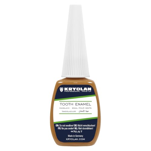 Professional Tooth Enamel, Special Effects Tooth Paint By Kryolan (Nicotine)- Temporary Liquid Teeth Color For SFX Teeth Makeup Halloween Cosplay Theater- Blackout/ Rotten/ Tooth Decay Makeup .4 Fl Oz - color: Nicotine