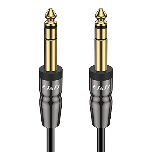 J&D 1/4 inch TRS Instrument Cable, Gold Plated Copper Shell 6.35mm TRS Male to 6.35mm Male Stereo Cable (15 Feet) - size: 15 Feet