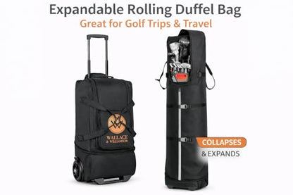 Golf Travel Bag with Wheels – Padded Airline-Approved Golf Club Travel Cover, Heavy-Duty Soft Sided Flight Bag with Reinforced Base & Carry Handles – Fits Full Size Cart & Stand Bags
