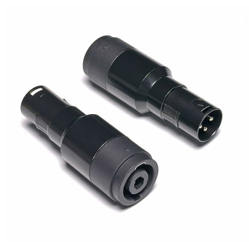 WJSTN XLR to Speakon Adapter, Black, Professional 3-Pin Male to Female Connector, 2 Pack, for PA Systems, DJ Equipment, Amplifiers, Mixing Consoles (XLR Male to Speakon Female) - style: XLR Male to Speakon Female