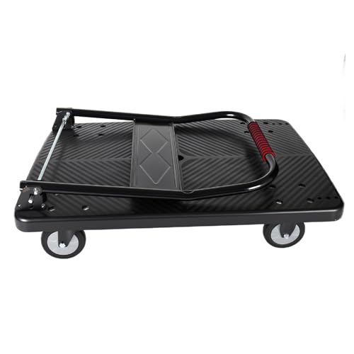 660 lb Folding Platform Truck Cart with 5" Silent TPR Wheels, Heavy Duty Flatbed Push Cart Dolly, Foldable Moving Utility Cart for Warehouse Garage Office Home, Black - color: 660 Lb - 35.8" X 24"