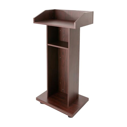 43.3 Inches Pulpit with Wooden Heavy Base, 3-Tier Movable Church Pulpit Portable Podium Stand for Lectern eith 4 360° Swivel Wheels in Conference Rooms, Schools, Classrooms, Meeting Halls - color: Brown(22*15.3*43.3in)