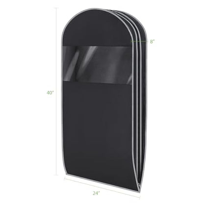 KEEGH Compression Garment Bags, Large Hanging Garment Bag 40 In, 3 PCS | Self Compression Zipper, Large Capacity, Clear Window, 8 In Gusset, Premium Suit Bags for Shirts, Suits, Dresses - size: 40"-3PCS
