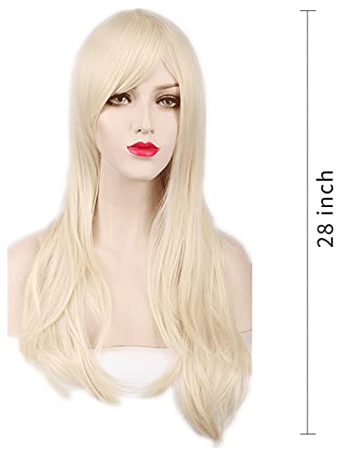 ANESHE Wigs 28" Long Wavy Hair Heat Resistant Cosplay Wig for Women (Light Blonde) - color: Light Blonde
