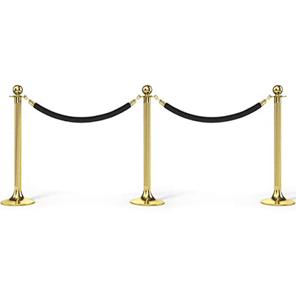PATIKIL 5 Feet Black Velvet Stanchion Rope, Crowd Control Barrier Rope with Snap Hooks for Posts Stand Queue Divider of Hotel Theater, Golden - color: Black, size: 5 Feet