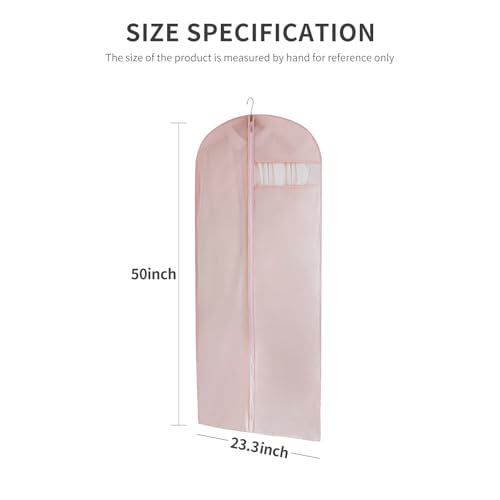 Suit Bag for Storage and Travel, 50"Garment Bags for Hanging Clothes,2Pcs | Transparent window, Easy to identify - size: Set of 2 (23.3'' X 50'') Pink