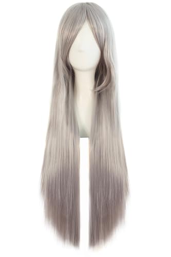 MapofBeauty 32 Inch Long Straight Anime Costume Cosplay Wig, Gray | 80 cm Party Wig - color: Gray