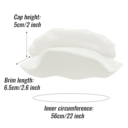 FURPHI Medieval Tudor Flat Cap Faux Suede Beret Hat Renaissance Festival Costume Accessories for Men Women - color: White