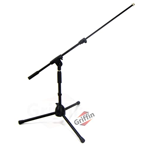 GRIFFIN Short Boom Mic Stand (Low Profile-X Series) – Tripod Mount for Kick Drum, Guitar Amps, Studio Desks, Singing & Home Recording Use - size: 1 Pack