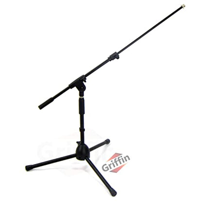 GRIFFIN Short Boom Mic Stand (Low Profile-X Series) – Tripod Mount for Kick Drum, Guitar Amps, Studio Desks, Singing & Home Recording Use - size: 1 Pack