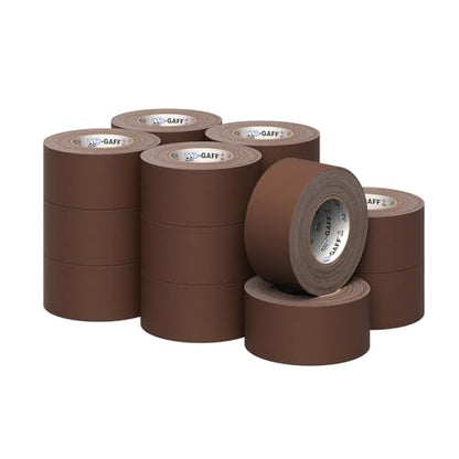 3" Pro Gaff Gaffers Tape 55 yards length brown matte. Premium Heavy-Duty Gaffers Tape trusted by professional Gaffers. Made in the USA. Holds Tight, Easy to remove. (Pack of 16) - color: Brown, size: 3 in x 1980 in