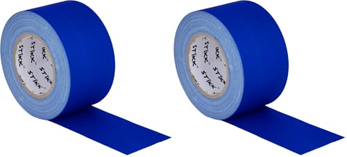 STIKK Gaffer Tape - Blue Gaffers Tape - 3 inch x 60 Yards - Pro Gaff Tape for Staging Work - Grafting Tape for Filming, Photography, Radio - Effective Heavy-Duty Water Resistant Gaff Tape (Pack of 2) - color: Blue, size: 3 inch (Pack of 2)