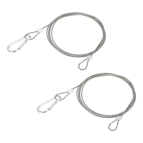 MECCANIXITY 6 Inch Safety Cable Lock, 1/16'' Stainless Steel Cable with Loops Security Wire Lock for Hanging Lighting Luggage Plant Pictures, Pack of 2 - size: 150 x 2mm