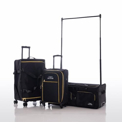 Rac n Roll Mini Rolling Dance Bag with Garment Rack (Clothes Rack), Carry On Backstage Competition Travel Duffel, Spinner Wheels, Portable Costume Bag for Dancers, Cheer, Pageant, Skating — Black