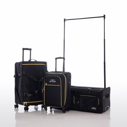 Rac n Roll Mini Rolling Dance Bag with Garment Rack (Clothes Rack), Carry On Backstage Competition Travel Duffel, Spinner Wheels, Portable Costume Bag for Dancers, Cheer, Pageant, Skating — Black