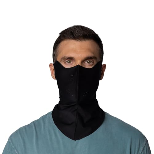 Korean UPF 50+ UV Sun Protection Face Mask – Cooling Breathable Neck Cover for Golf, Fishing, Hiking – Made in Korea - color: Black, size: Large