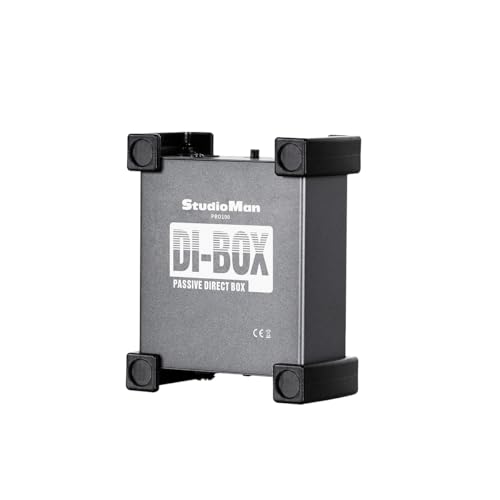 StudioMan PRO100 Passive Direct Box - 1/4" to XLR Balanced Converter, Studio & Stage DI Box with Impedance Matching, Hum Elimination & Anti-Vibration Pads