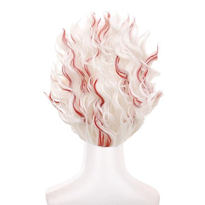 White Mixed Red Short Cosplay Wig Replacement Wig Heat Resistan Synthetic Fiber Hairs for Uniex Adult Cos Halloween Christmas Anime Party - color: Red White