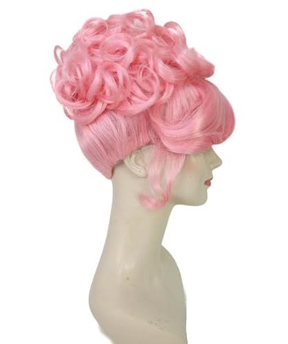 American Rapper Curly Updo High Fashion Wig for Women - Celebrity Style Wig | Elegent Choice for Cosplay Events, Halloween Parties & Themed Performances - Pink - color: Pink