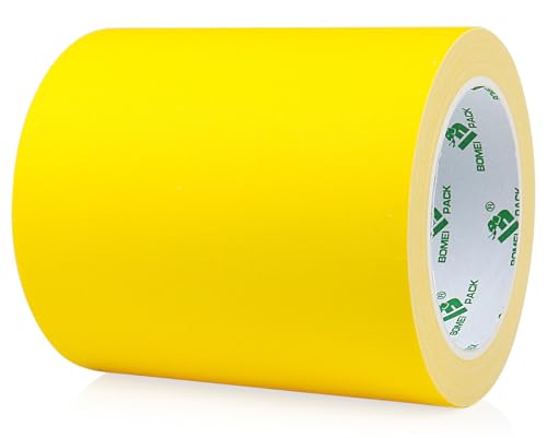 BOMEI PACK Yellow Matte Gaffer Tape Non-Reflective 5inch x 20yds No Residue Hand Tear Fabric Self-Adhesive Tape for Labeling, Cable, Photography, Painters,Walls,Electrical and Cords - color: Yellow