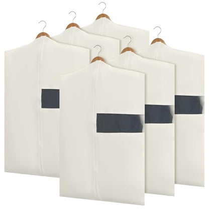 Aliceset 6 Pcs 32 Inches Cotton Garment Bags for Hanging Clothes, Canvas Suit Bags for Clothes Coats Jackets Shirts Closet Storage Travel Gusseted Hanging Garment Cover - size: 32 inches