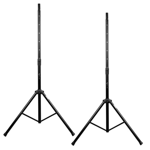 Rok-It Heavy Duty Speaker Stand Set and Carry Bag with Tripod Base and Height Adjustable from 47" to 70", 110lb Weight Capacity – 2 Stands (RI-SPKRSTDSET)