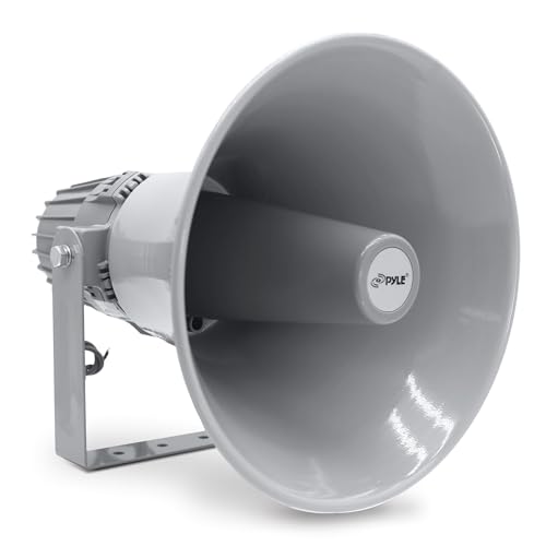 Indoor Outdoor PA Horn Speaker - 12.7 Inch 60 W Compact Loud Sound Megaphone w/ 400Hz-5KHzz Frequency, 16 Ohm, 70V/100V Transformer, Mounting Bracket Hardware, For 70V/100V Audio System - Pyle PHSP12 - style: Classic